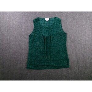 Ann Tayler Loft Top Women Small Petites Green Base Layer Capsule Causal Pleated